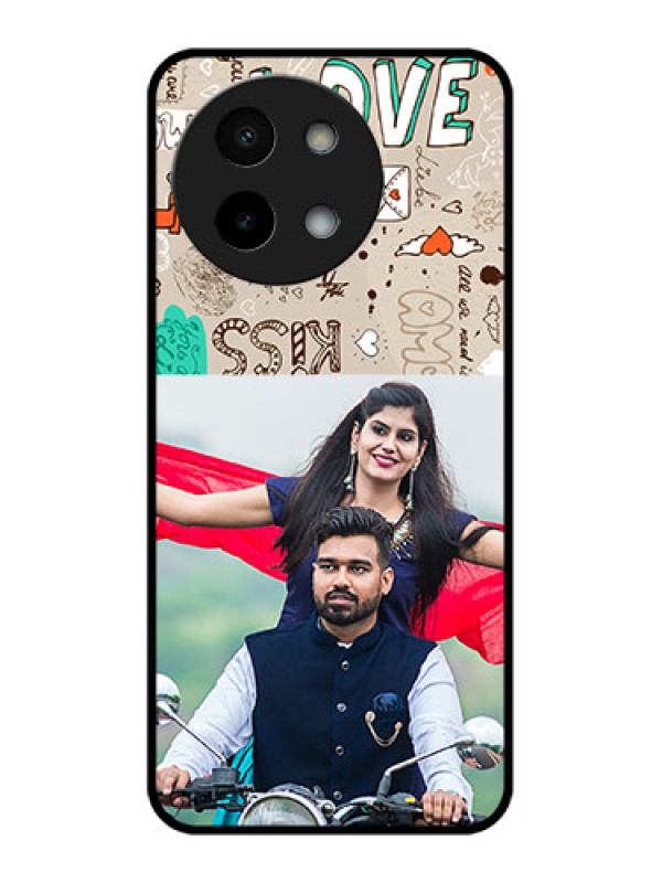 Custom Vivo Y58 5G Custom Metal Phone Case - Love Doodle Pattern