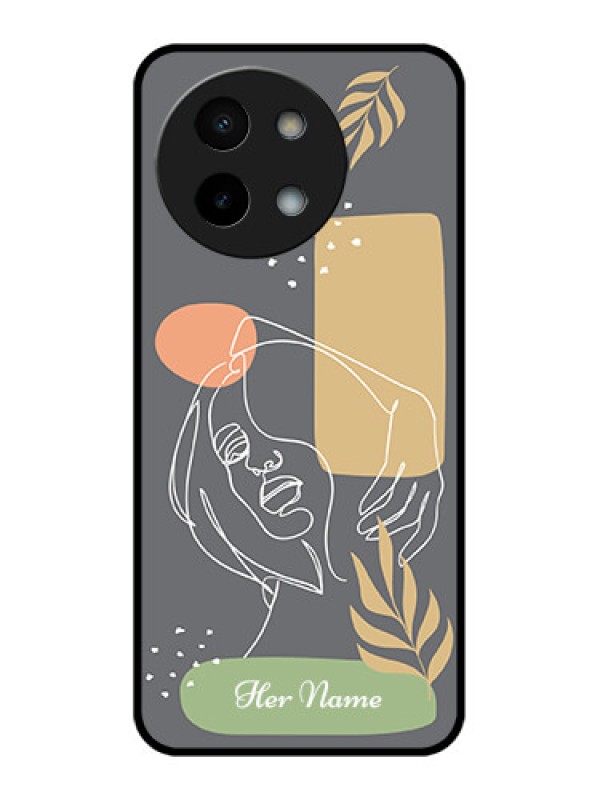Custom Vivo Y58 5G Custom Metal Phone Case - Gazing Woman Line Art Design