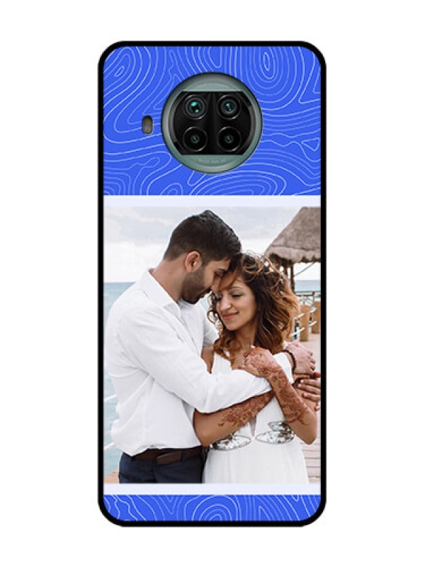 Custom Xiaomi Mi 10I 5G Custom Metal Phone Case - Curved Line Art With Blue And White Design