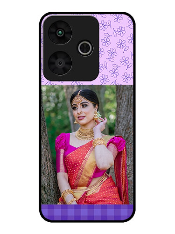 Custom Redmi 13 5G Custom Metal Phone Case - Purple Floral Design