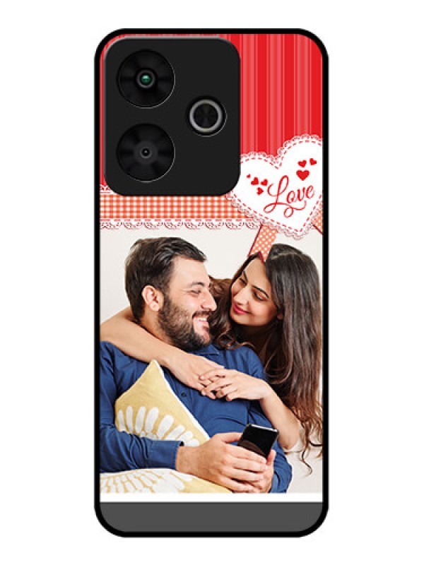 Custom Redmi 13 5G Custom Metal Phone Case - Red Love Pattern Design