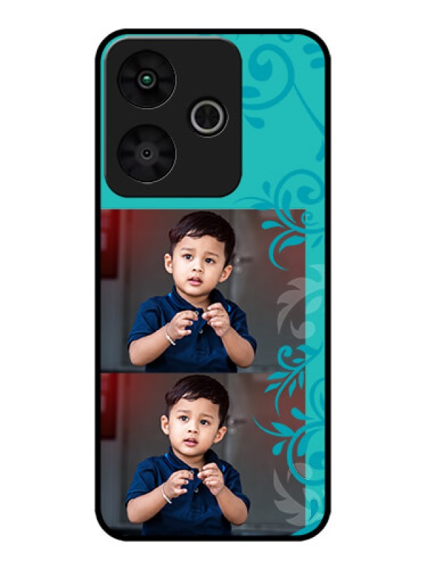 Custom Redmi 13 5G Custom Metal Phone Case - With Photo And Green Floral Design