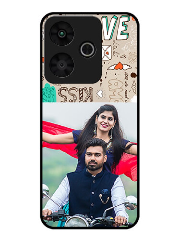 Custom Redmi 13 5G Custom Metal Phone Case - Love Doodle Pattern
