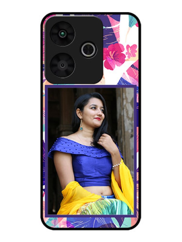 Custom Redmi 13 5G Custom Metal Phone Case - Abstract Floral Design