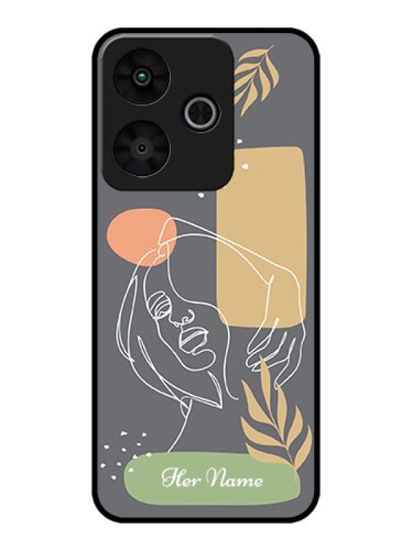 Custom Redmi 13 5G Custom Metal Phone Case - Gazing Woman Line Art Design