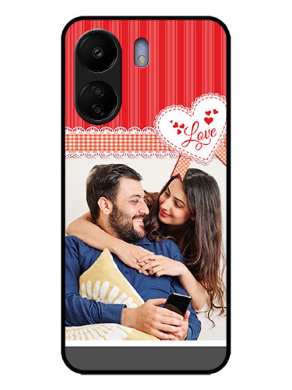 Custom Redmi 13C 4G Custom Metal Phone CaseRed Love Pattern Design