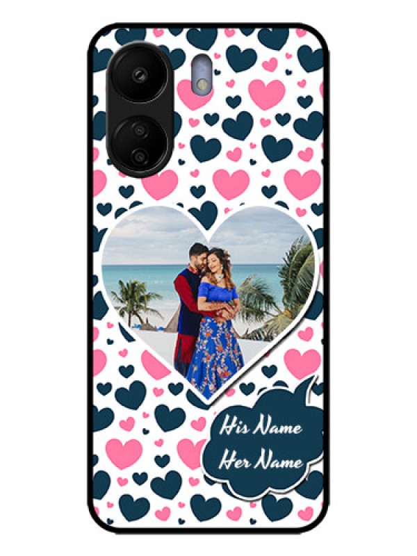 Custom Redmi 13C 4G Custom Metal Phone CasePink and Blue Heart Design