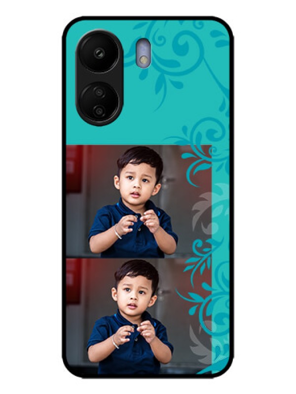 Custom Redmi 13C 4G Custom Metal Phone CaseWith Photo And Green Floral Design