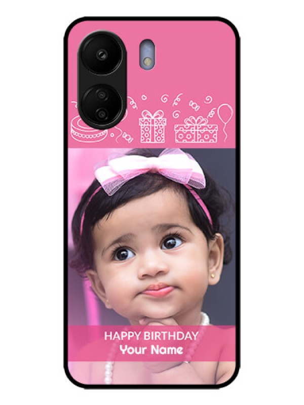 Custom Redmi 13C 4G Custom Metal Phone CaseWith Birthday Line Art Design