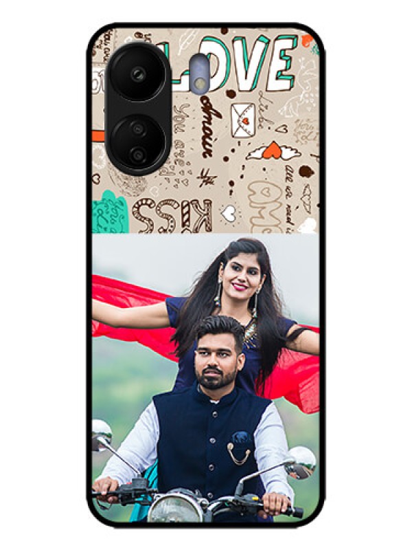 Custom Redmi 13C 4G Custom Metal Phone CaseLove Doodle Pattern