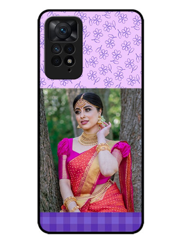 Custom Redmi Note 11 Pro Plus 5G Custom Metal Phone Case - Purple Floral Design