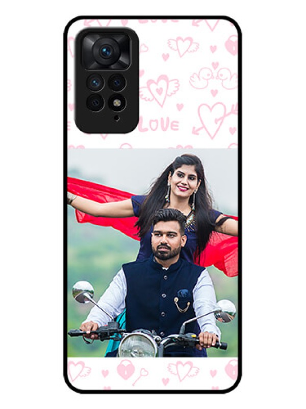 Custom Redmi Note 11 Pro Plus 5G Custom Metal Phone Case - Pink Flying Heart Design