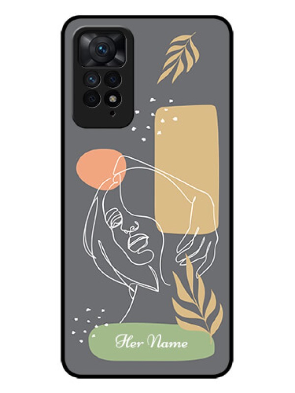 Custom Redmi Note 11 Pro Plus 5G Custom Metal Phone Case - Gazing Woman Line Art Design