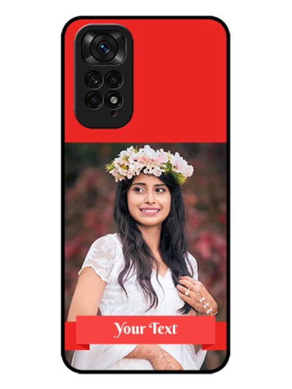 Custom Redmi Note 11 Custom Metal Phone CaseSimple Red Color Design