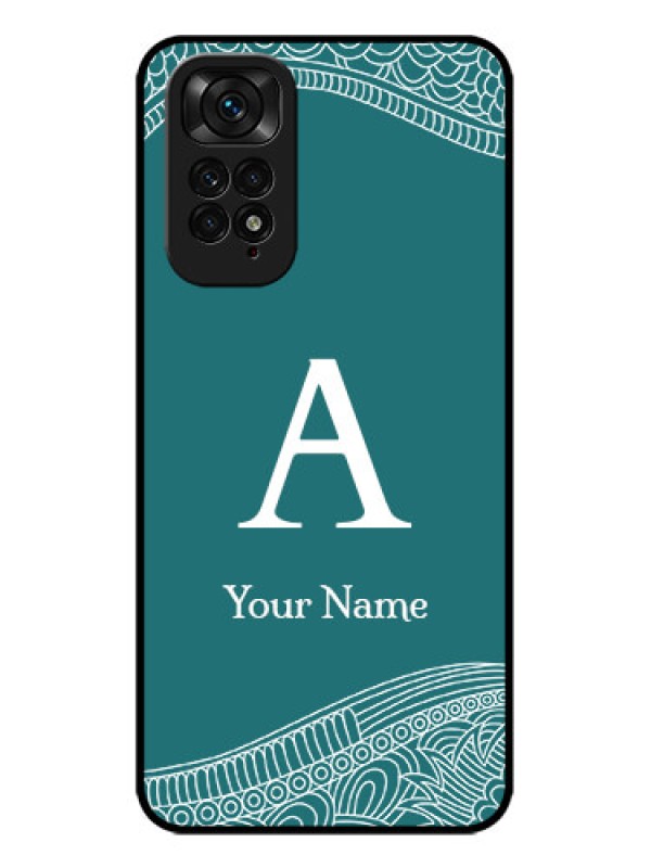 Custom Redmi Note 11 Custom Metal Phone CaseLine Art Pattern With Custom Name Design