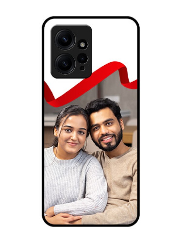 Custom Redmi Note 12 4G Custom Metal Phone CaseRed Ribbon Frame Design