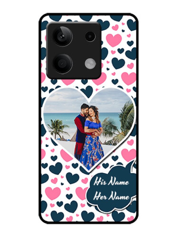 Custom Redmi Note 13 5G Custom Metal Phone CasePink and Blue Heart Design