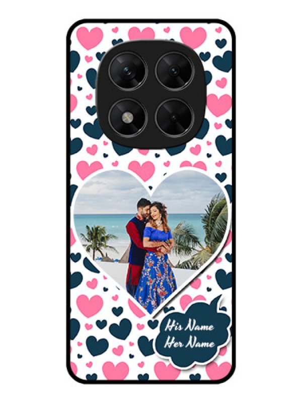 Custom Redmi Note 14 Pro 5G Custom Metal Phone CasePink and Blue Heart Design