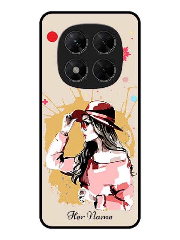 Custom Redmi Note 14 Pro 5G Custom Metal Phone CaseWomen With Pink Hat Design