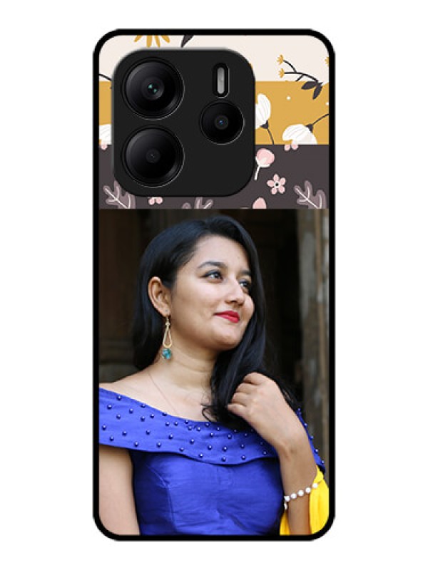 Custom Redmi Note 14 SE 5G Custom Metal Phone Case - Stylish Floral Design