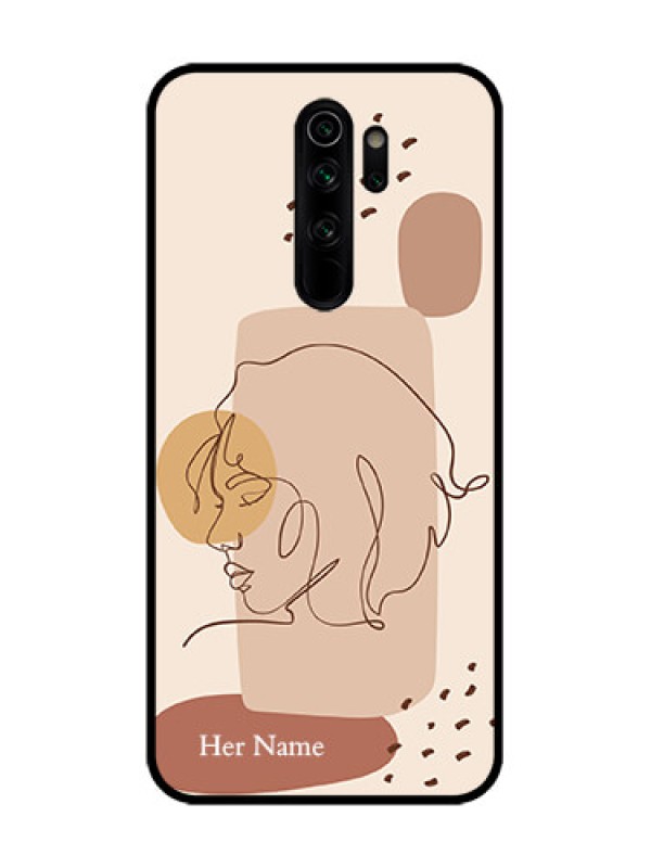 Custom Redmi Note 8 Pro Custom Metal Phone Case - Calm Woman Line Art Design
