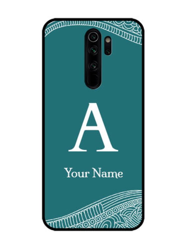 Custom Redmi Note 8 Pro Custom Metal Phone Case - Line Art Pattern With Custom Name Design