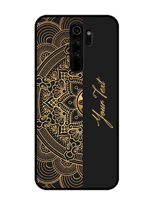 Custom Redmi Note 8 Pro Custom Metal Phone Case - Mandala Art With Custom Text Design