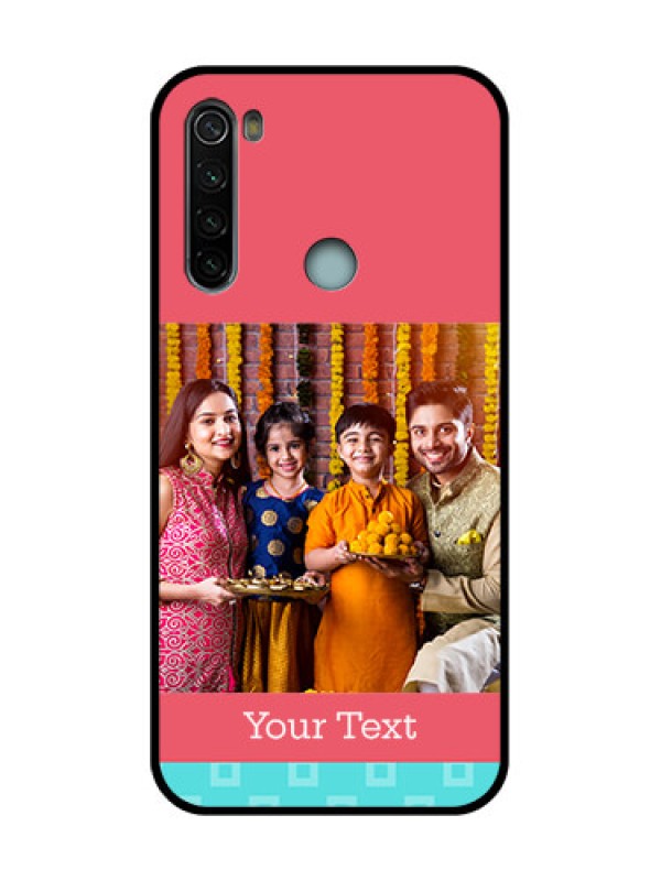 Custom Redmi Note 8 Custom Metal Phone Case - Peach and Blue Color Design