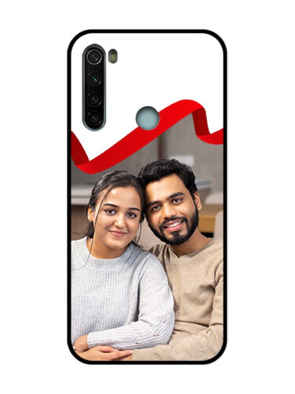 Custom Redmi Note 8 Custom Metal Phone Case - Red Ribbon Frame Design