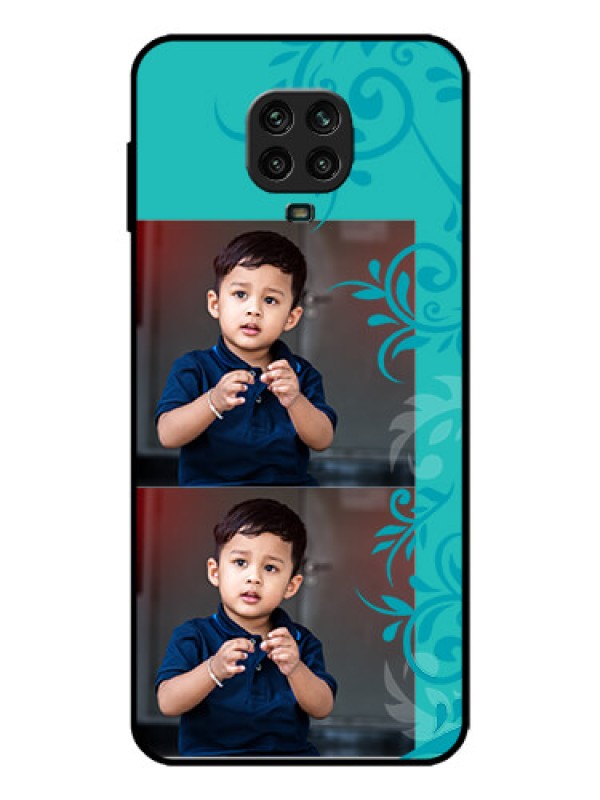 Custom Redmi Note 9 Pro Max Custom Metal Phone Case - With Photo And Green Floral Design