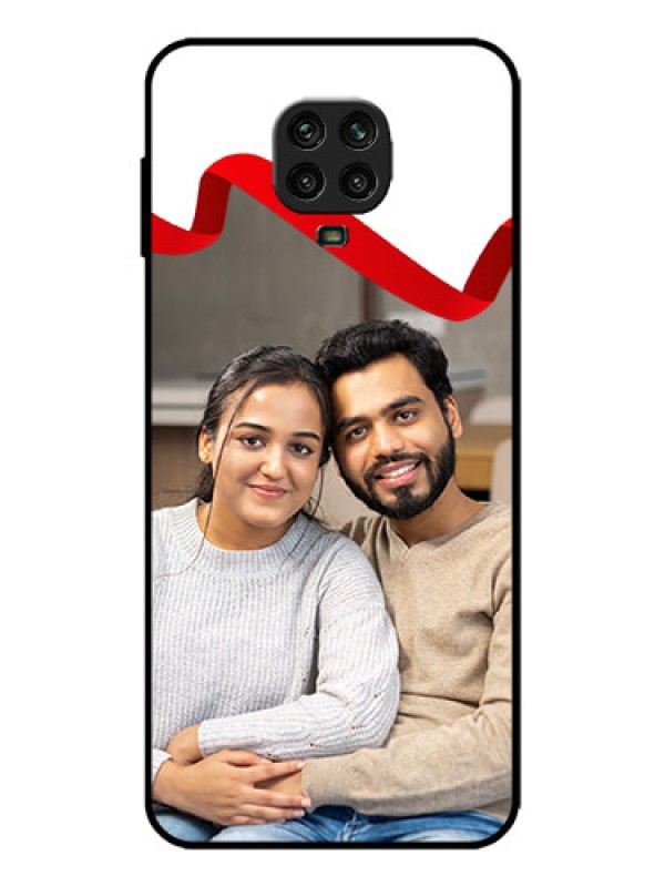 Custom Redmi Note 9 Pro Max Custom Metal Phone Case - Red Ribbon Frame Design