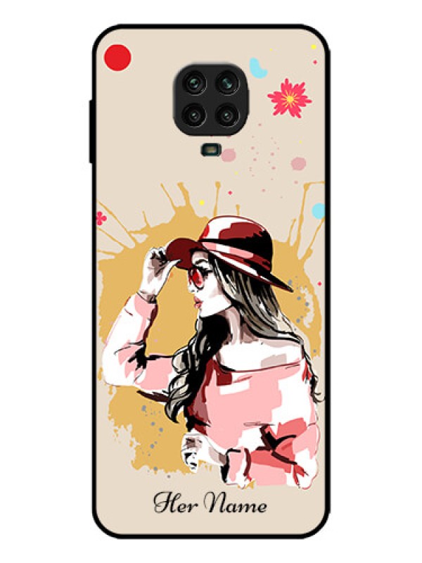 Custom Redmi Note 9 Pro Max Custom Metal Phone Case - Women With Pink Hat Design