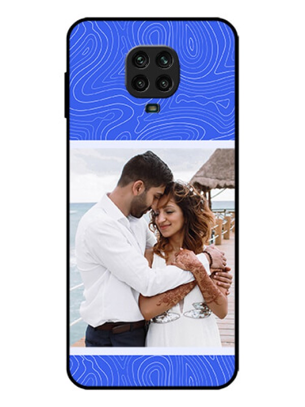 Custom Redmi Note 9 Pro Max Custom Metal Phone Case - Curved Line Art With Blue And White Design