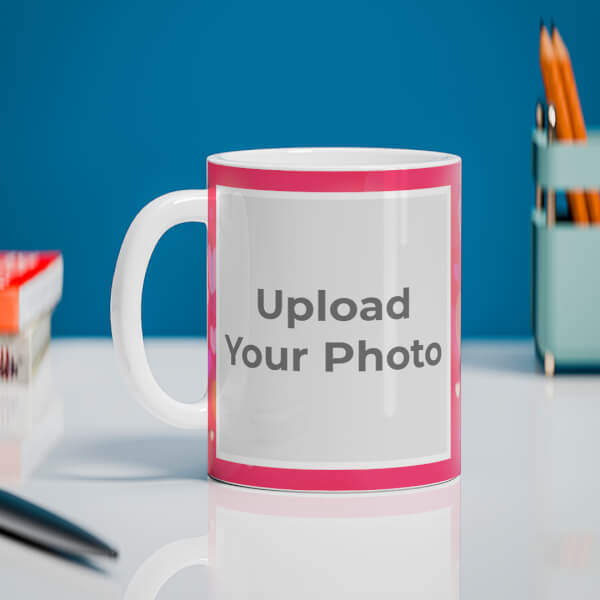 Custom Heart Symbols With Dark Pink Background Design On Mug