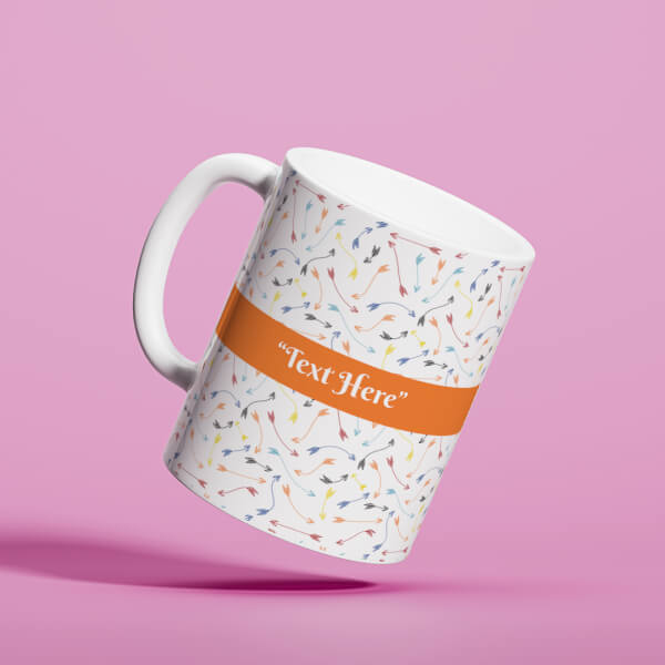 Custom Multiple Arrows Pattern Background With Oval Shape Pic Upload Design On Mug