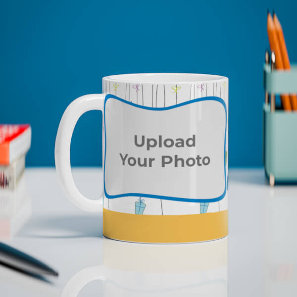Custom Multiple Kids Behind The Wall And Gifts Pattern Background Design On Mug