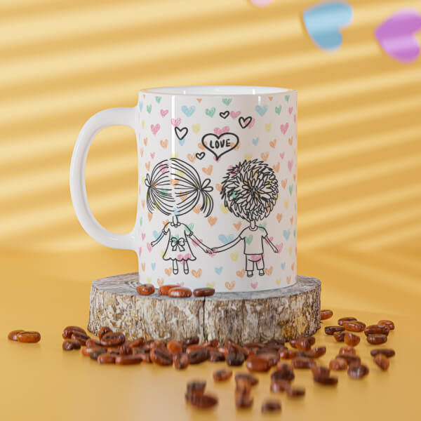 Custom Young Couple Starting Journey For Love / Life Design On Mug