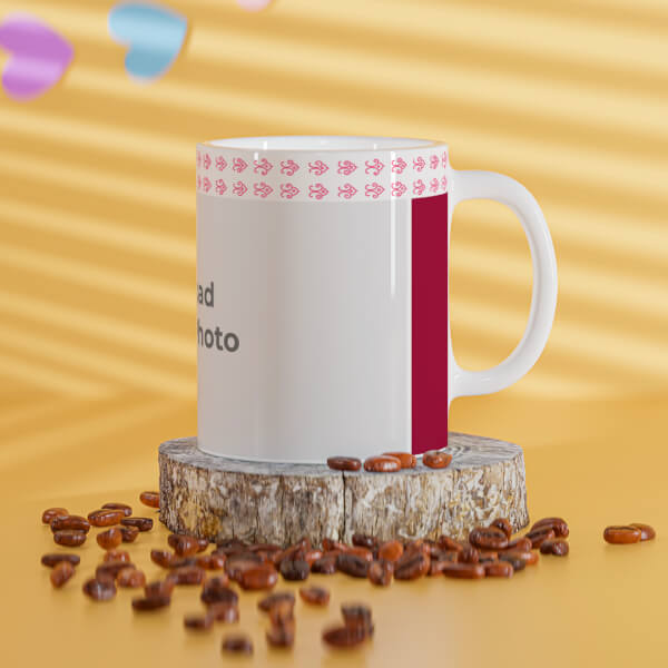 Custom Floral Pattern Top border Design On Mug