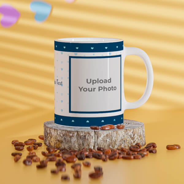 Custom Dark Blue Love Symbols borders With Love Symbol Background Design On Mug