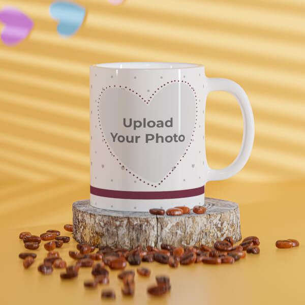 Custom Love Symbol & Dotted Pattern Background Design On Mug
