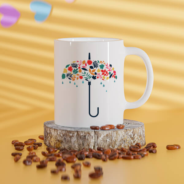 Custom Flower Design Umbrella Design On Mug