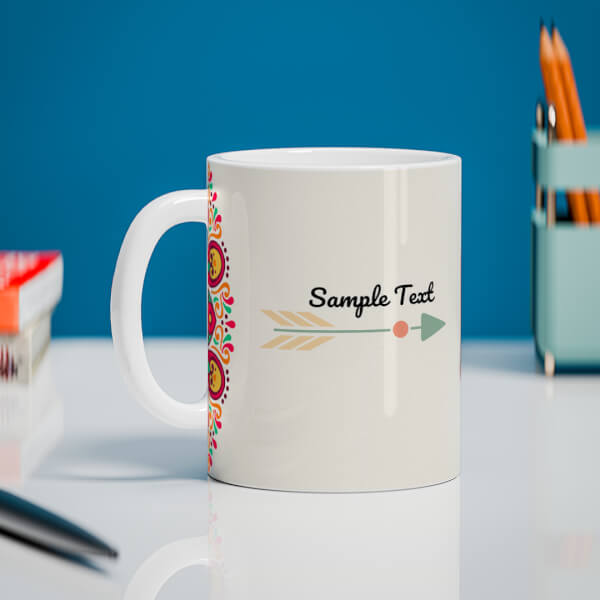 Custom colorful Floral Art With Arrow Design On Mug