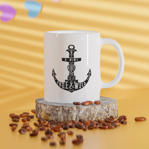Custom I Am Like The Sea Free & Wild Quote Design On Mug