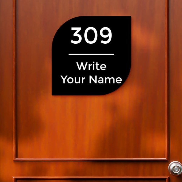 Custom Leaf Design Black Color Nameplate