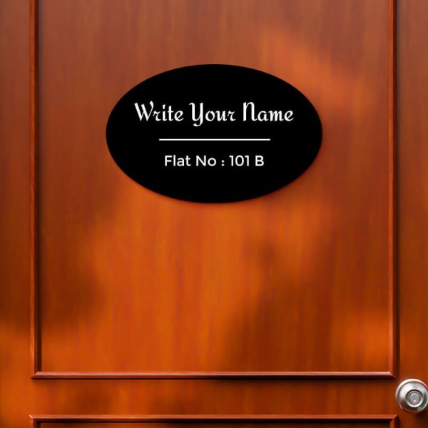 Custom Simple Elliptical Design Black Color Nameplate