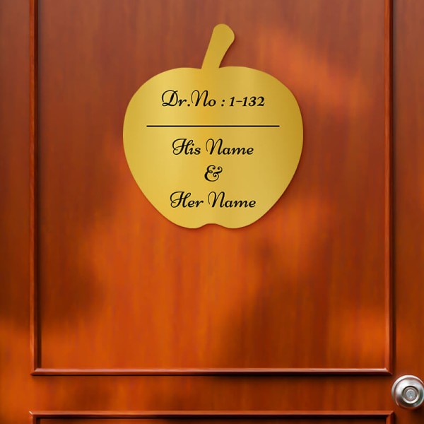 Custom Apple Design Gold Color Nameplate