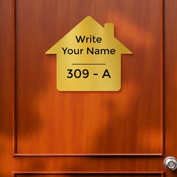 Custom Sweet Home Design Gold Color Nameplate