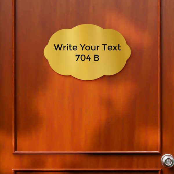 Custom Cloud Design Gold Color Nameplate