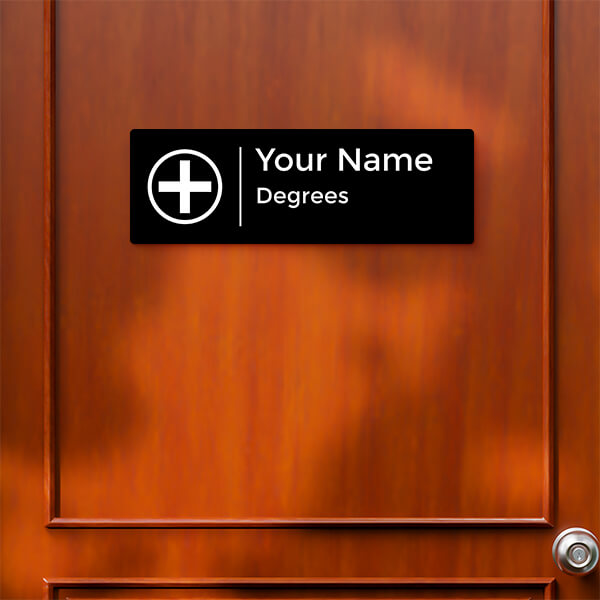 Custom Medical Themed Plain Design Black Color Nameplate