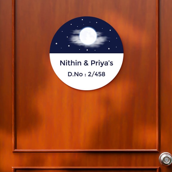 Custom Full Moon Circular Design Glossy Nameplate